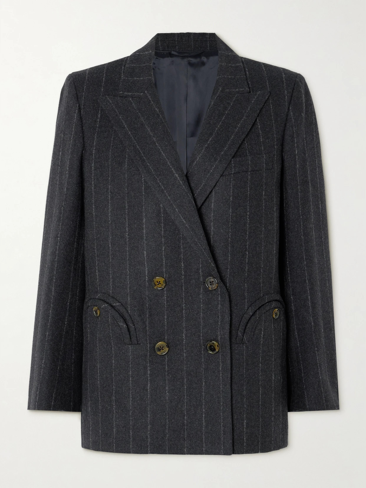 BLAZÉ Milano - Everynight Double-breasted Pinstriped Wool And Cashmere-blend Blazer - Gray | NET-A-PORTER (UK & EU)