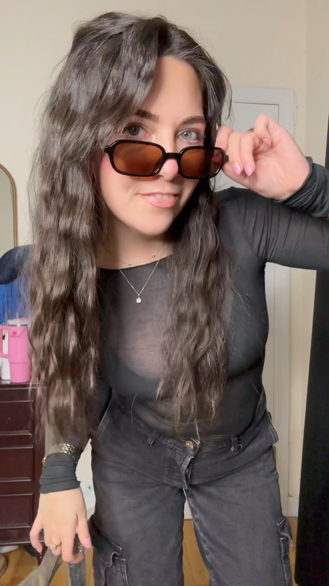 OOTN styling the SKIMS sheer modal top — size down at least one size! 

#LTKgrwm #LTKootd #LTKSeasonal