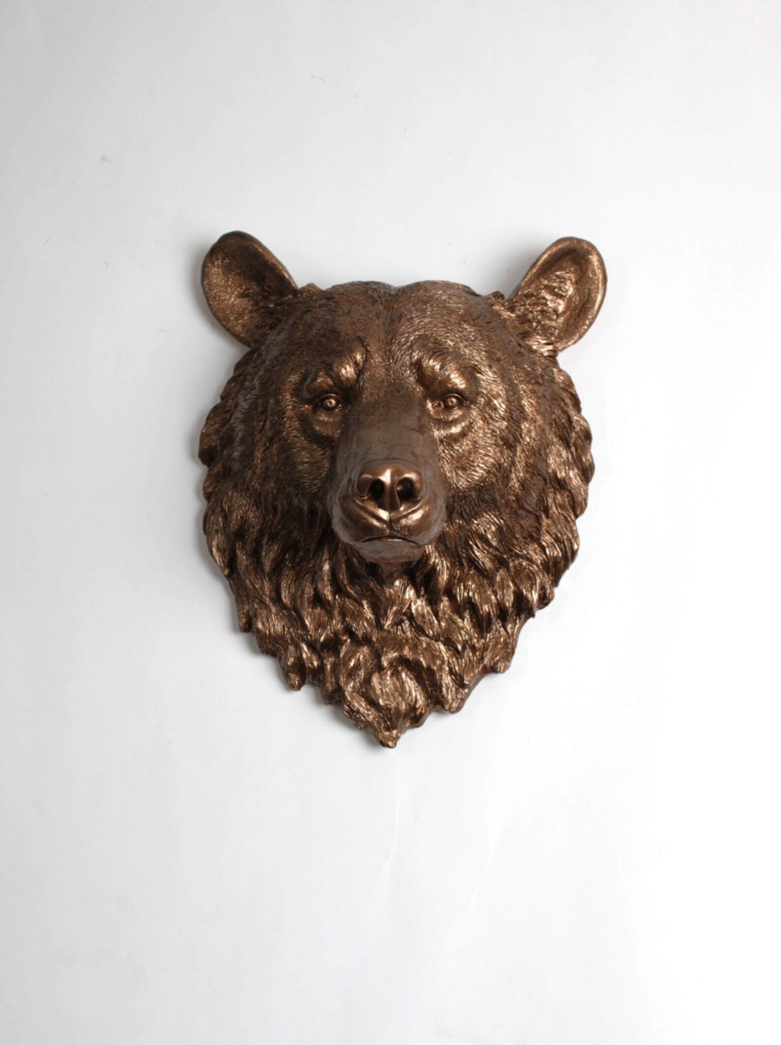 Faux Bear Taxidermy Wall Decor, The Alberta Bronze Resin Bear Wall Sculpture - Faux Bear Head Dec... | Etsy (US)