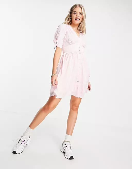 Vero Moda Tall exclusive tea dress in pink spot print | ASOS (Global)