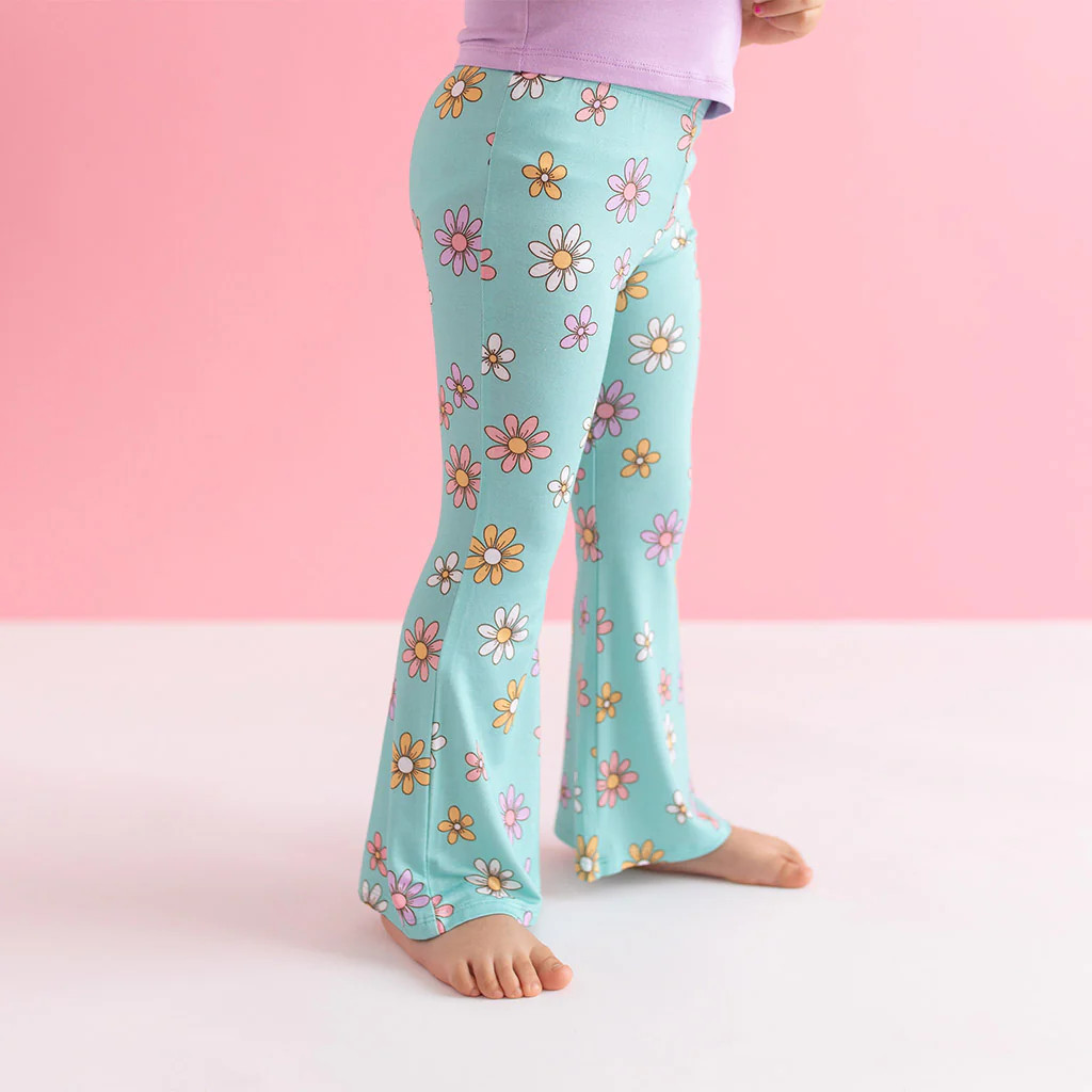 Floral Blue Girls Toddler Bell Bottoms | Donna | Posh Peanut