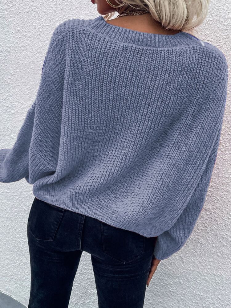 Solid Batwing Sleeve Oversized Sweater | SHEIN