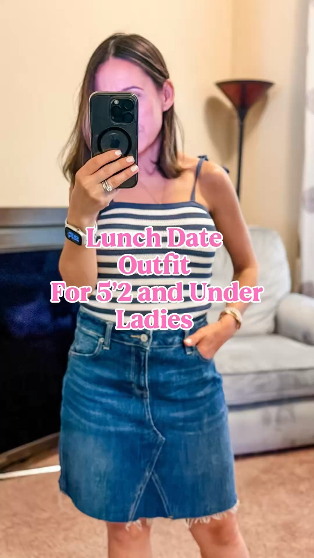 Date outfit that works for us petite ladies. This works for all my 5’2 and under ladies. 
Stripe blue and white top with tie strap detail. This top runs true to size. 
Dark denim skirt. This is from a few years ago, but I still love it so much. 
Wedge sandals. I love these. They fit so good. 
Petite outfit 
Petite style

#LTKOver40 #LTKPetite #LTKootd