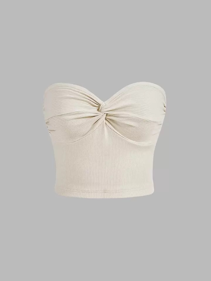 SHEIN MOD Twist Front Ribbed Knit Tube Top | SHEIN