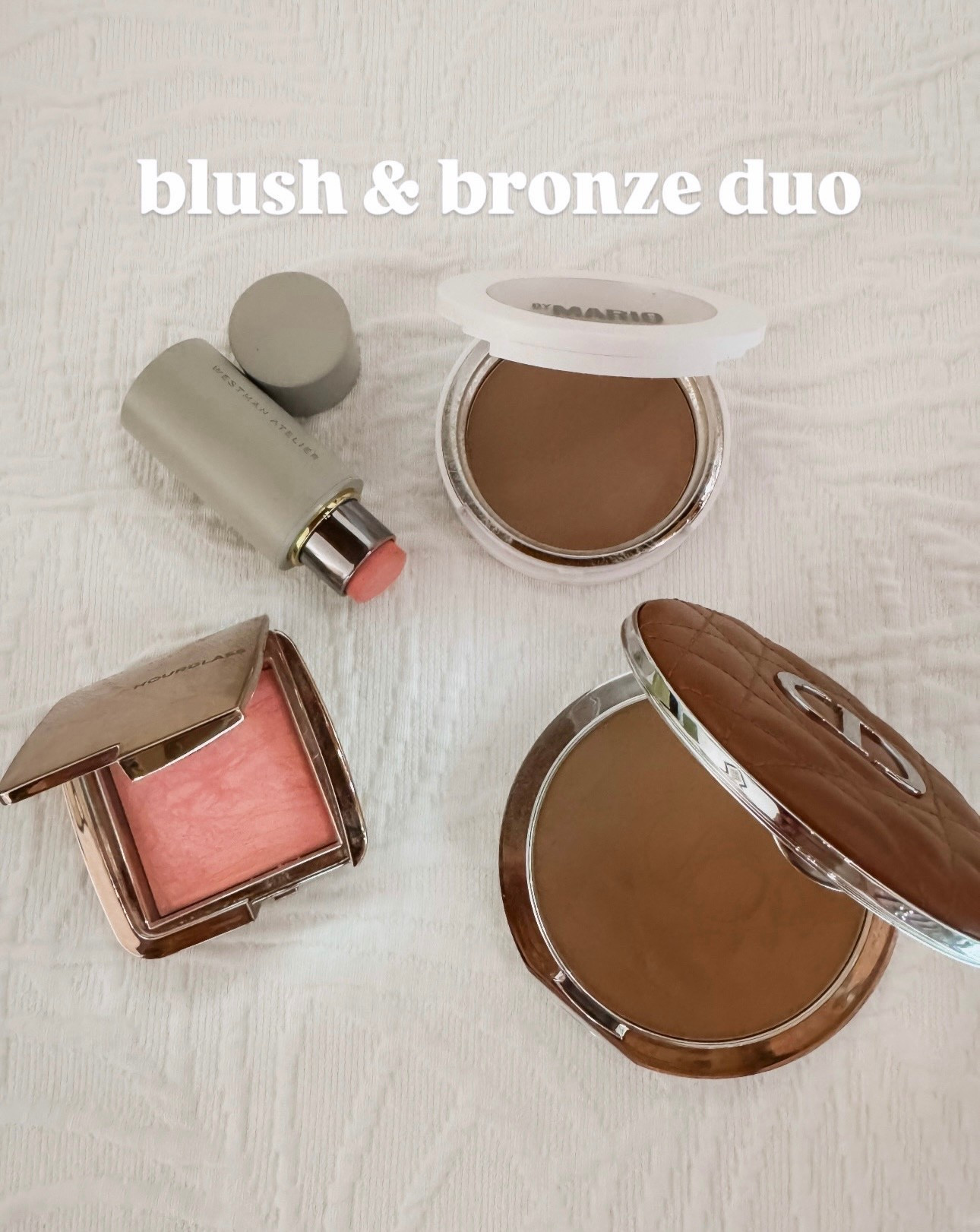 Current favorite blush & bronze duo for Spring/Summer.
cream blush: Coquette
powder blush: Sublime Flush
cream contour: Light Medium
powder bronzer: Medium Matte

#LTKBeauty #LTKSeasonal #LTKOver40
