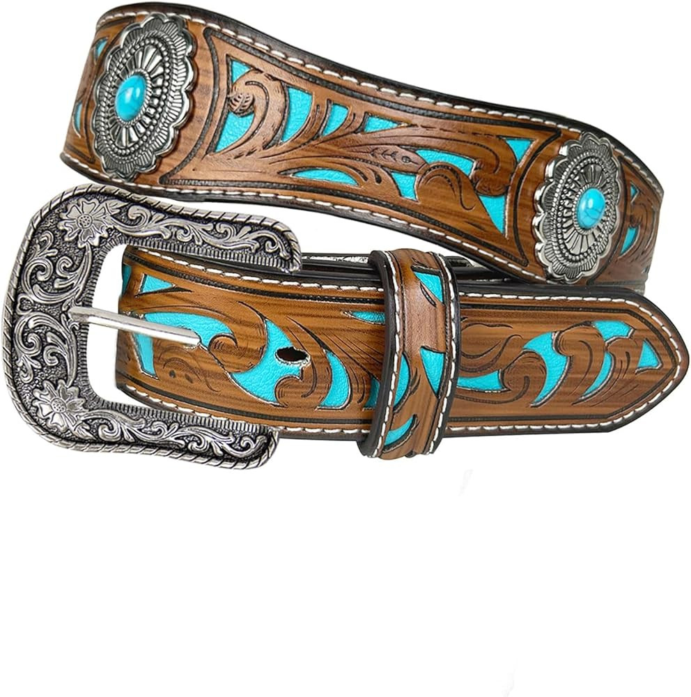 TOPACC Western Belts for Womens Mens Cowgirl Cowboy Country Belts with Buckles for Jeans Pants Ro... | Amazon (US)