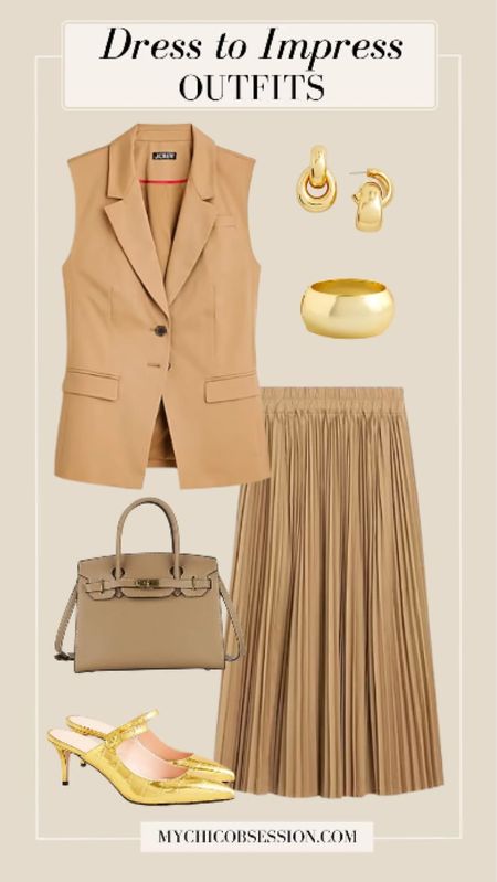We know style is important, but comfort can also play a crucial role in how you carry and present yourself on any occasion. For this look, pair a vest too with a crepe midi skirt. Add a top handle handbag, chunky gold jewelry, and gold heels to style the look.

#LTKSeasonal #LTKStyleTip
