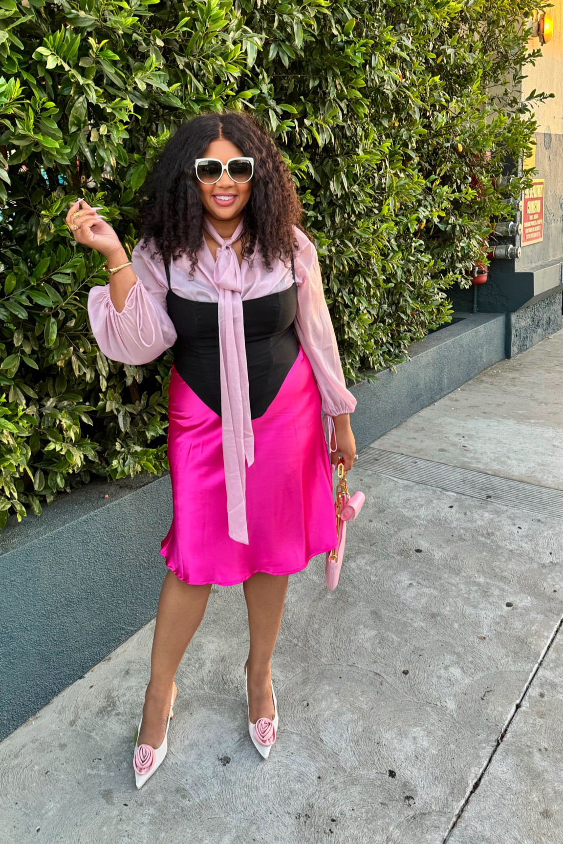 This look is giving all the demure yet daring vibes! Channeling soft femininity with a touch of boldness, I paired a sheer blush blouse with a chic corset for that snatched silhouette, and added a pop of color with this vibrant pink satin skirt. The soft pink pumps bring a whimsical touch, while my mini pink bag ties it all together perfectly. It’s the perfect mix of sweet and statement—the 'Very Demure Darling' look for the modern fashionista! 💖

#LTKStyleTip #LTKMidsize #LTKFindsUnder50