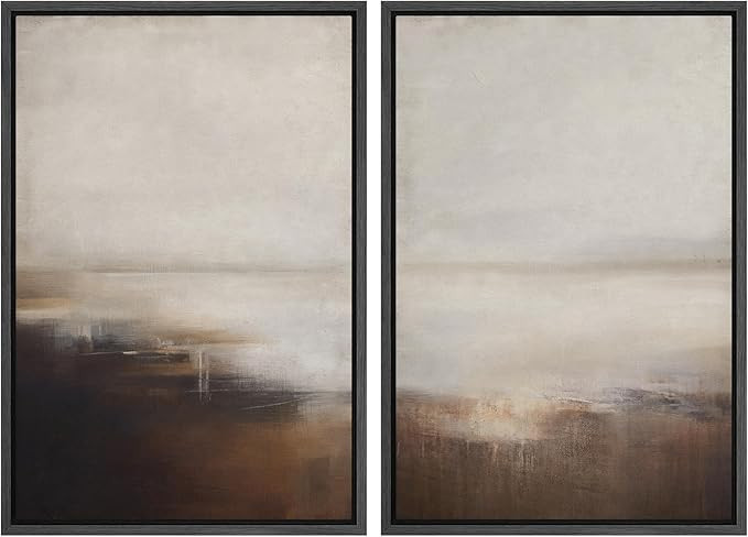 SIGNWIN Framed Canvas Print Wall Art Neutral Landscape Subtle Brown and Gray Tones Illustrations ... | Amazon (US)