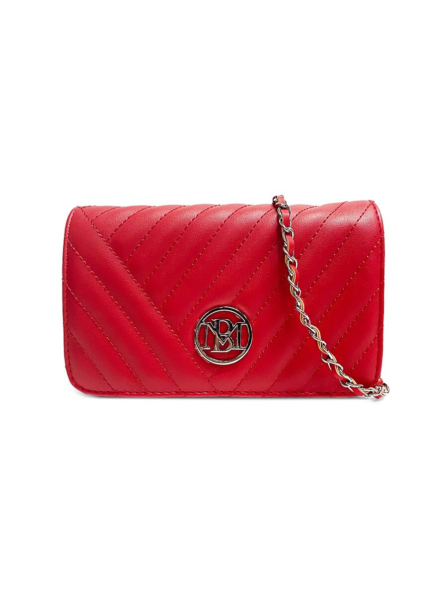 Badgley Mischka Women's Logo Quilted Wallet-On-Chain - Ruby Red | Saks Fifth Avenue OFF 5TH