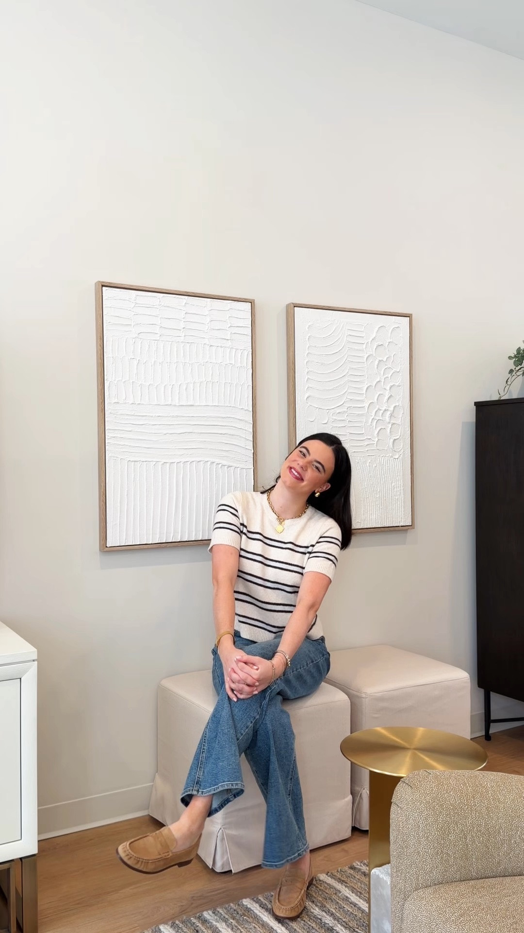 Warming up an empty corner in our townhome with two simple poufs!