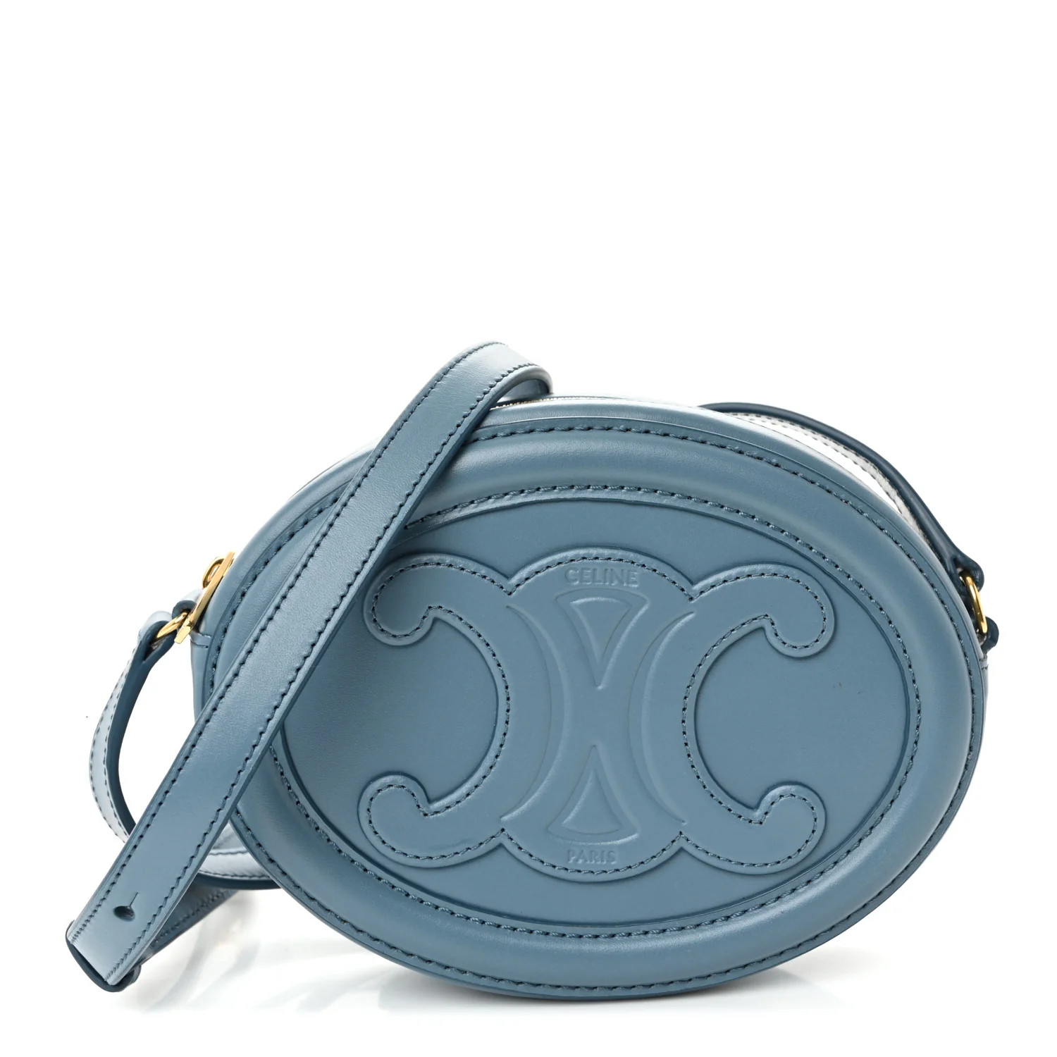Smooth Calfskin Cuir Small Triomphe Oval Crossbody Purse Denim | FASHIONPHILE (US)