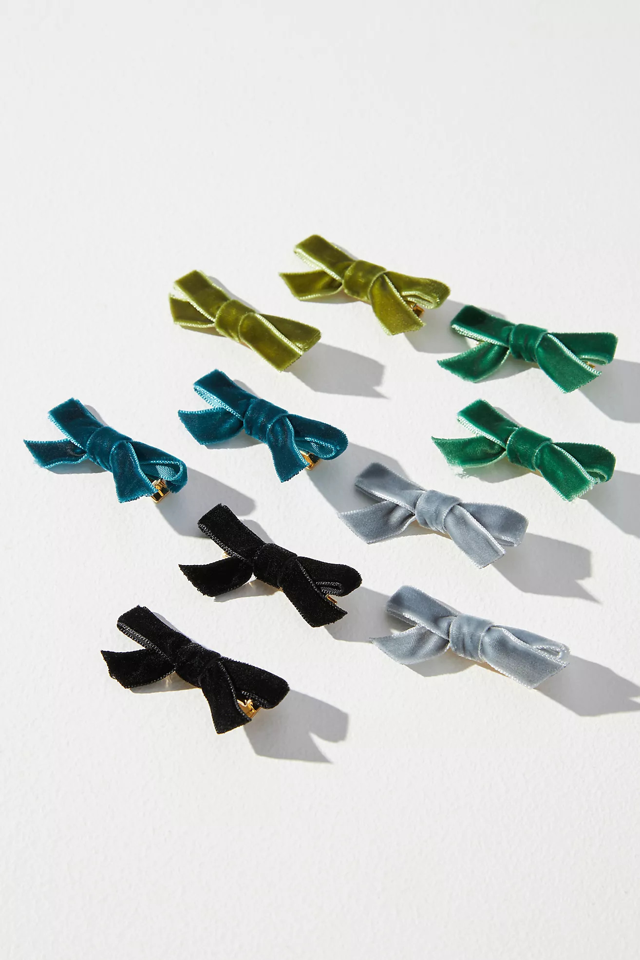 Small Velvet Bow Clips, Set of 10 | Anthropologie (US)