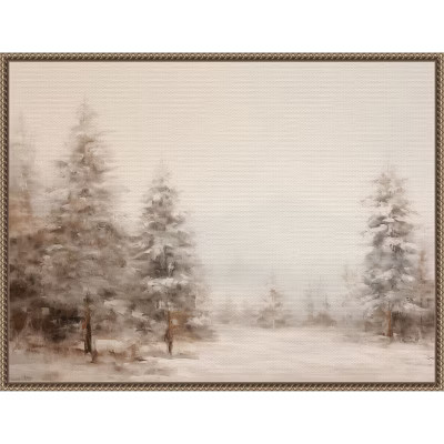 Amanti Art Warm Neutral Winter Forest Landscape by The Creative Bunch Studio Canvas Art Framed | Target