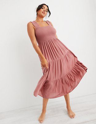 Aerie Smocked Midi Dress | American Eagle Outfitters (US & CA)