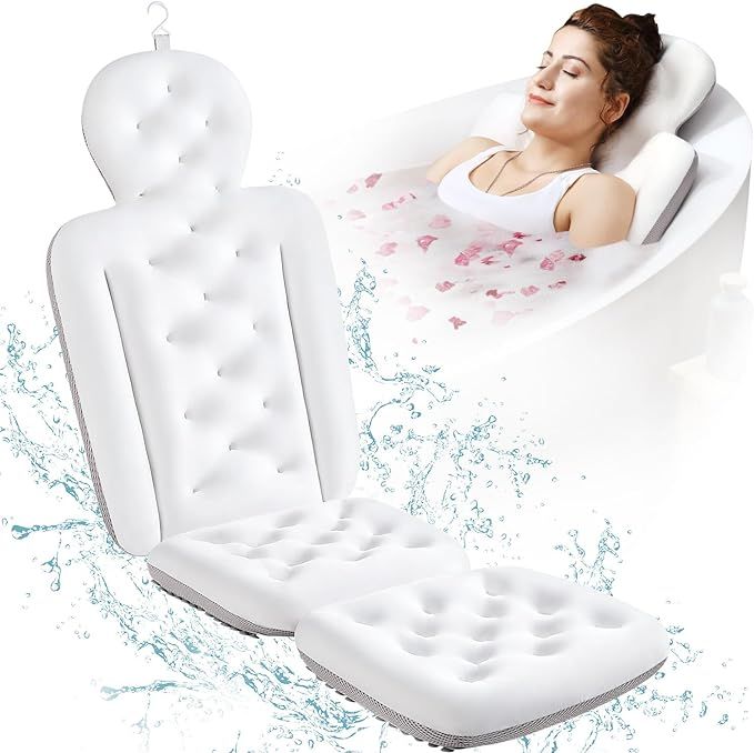 Full Body Bath Pillow for Bathtub, Thick Bathtub Cushion with Laundry Bag, Luxury Tub Pillow for ... | Amazon (US)