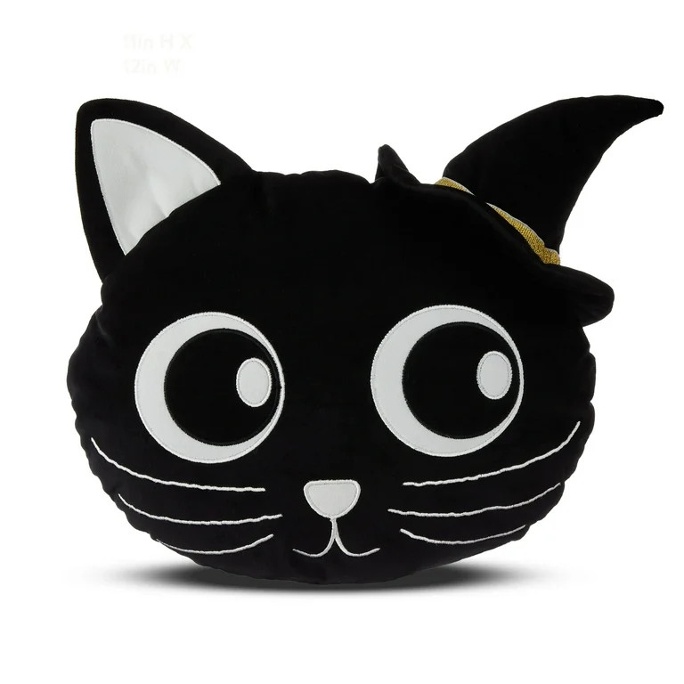 Halloween Black & White Cat Decorative Pillow, 12.5 in, by Way To Celebrate | Walmart (US)