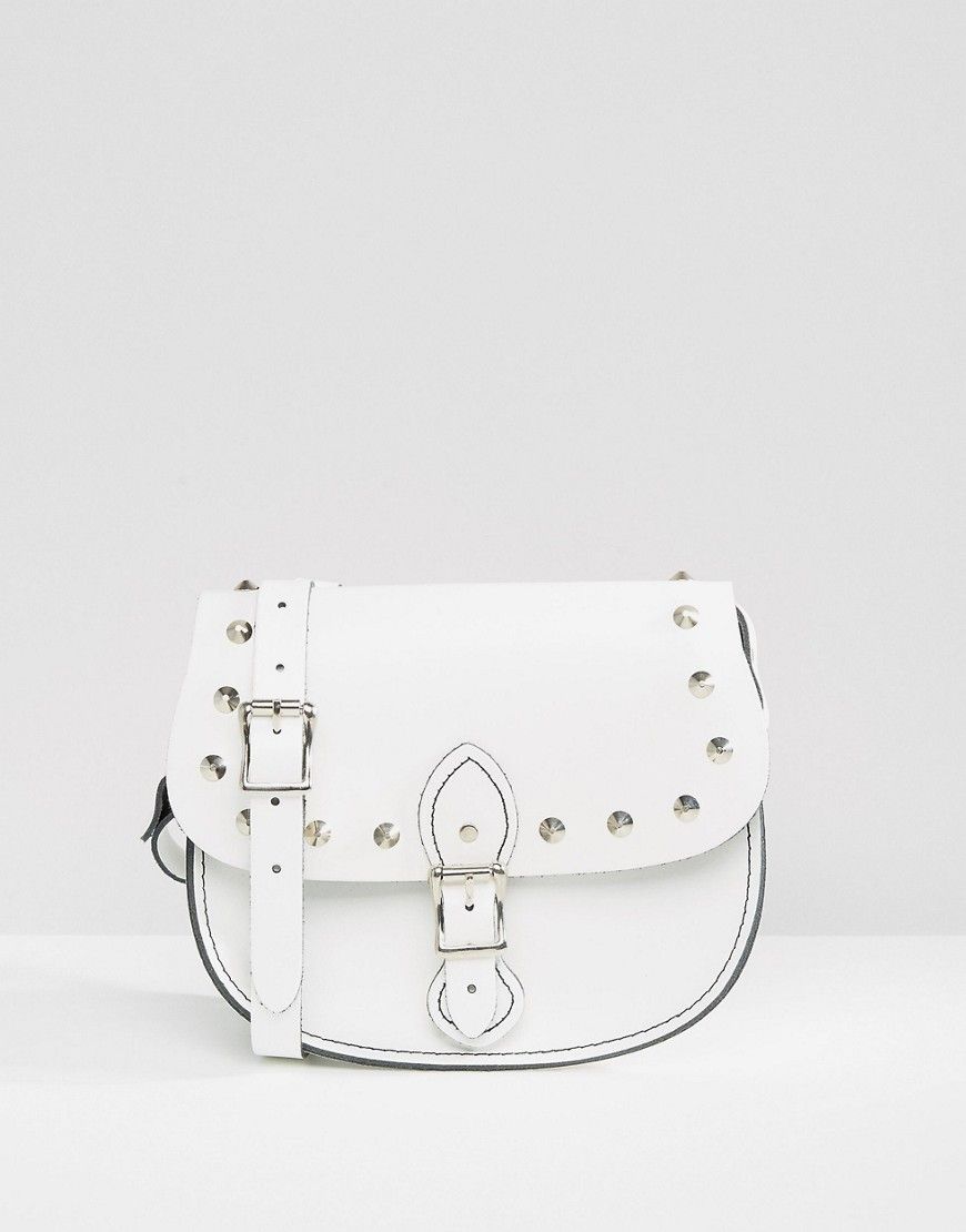 The Leather Satchel Company Studded Saddle Bag - White | ASOS US