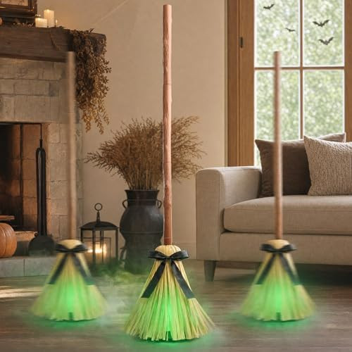 Halloween Decorations Indoor - 49" Animated Floating Lighted Witch Broom with Spooky Sound/Mute M... | Amazon (US)