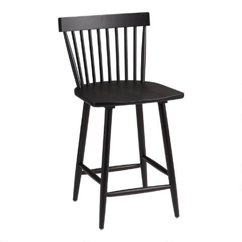 Black Wood Windsor Style Kamron Counter Stool Set of 2 | World Market