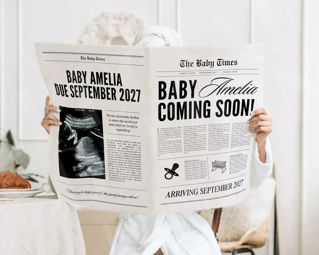 Canva Newspaper Pregnancy Announcement, Large Newspaper Baby Announcement, Pregnancy Announcement... | Etsy (US)