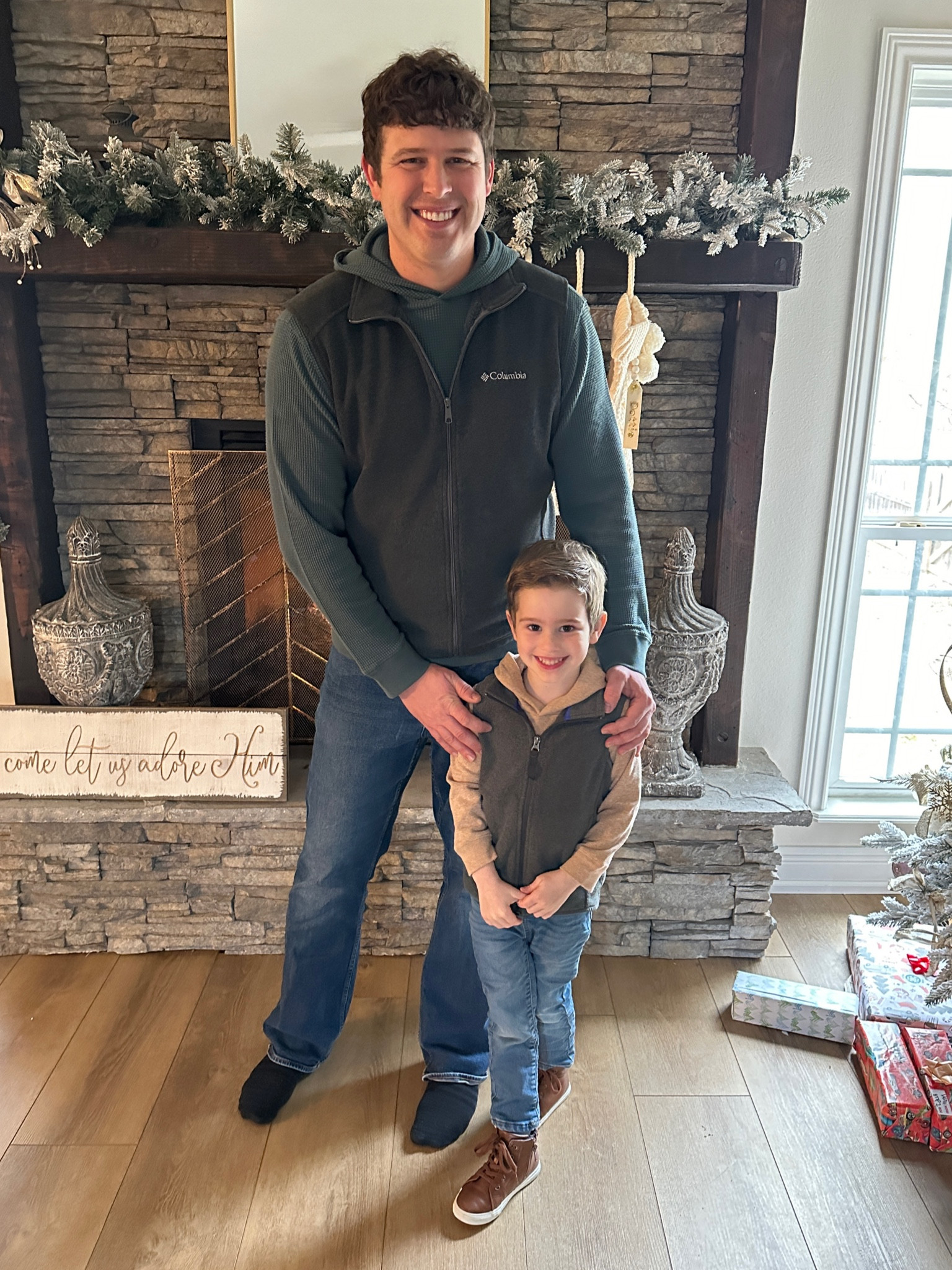 How cute are my boys in their matching vests and hoodies?! Jdub wanted to match his daddy so we bought this fleece vest on Amazon! Linking their casual winter outfits here. 

Men’s clothes. Mens fashions Fleece vests. Old navy finds. Walmart kids fashion. Target boots. 

Men’s clothes and little boy clothes 

#LTKfamily #LTKmens #LTKkids