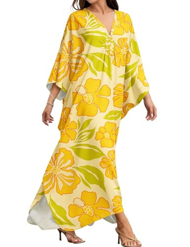 MAKABO Kaftan Dresses for Women Print Muumuu Moomoo Cover Ups Caftan Beach Loungewear Yellow Floral Dresses 2026 | Amazon (US)