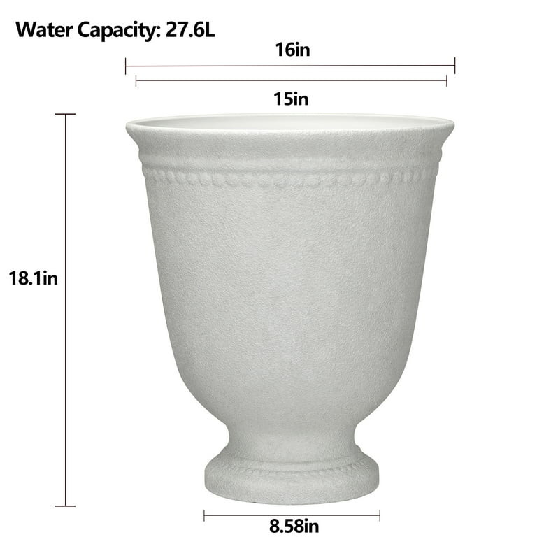 My Texas House 16 x 18.1 Inch Asti Urn White Recycled Resin Planter | Walmart (US)