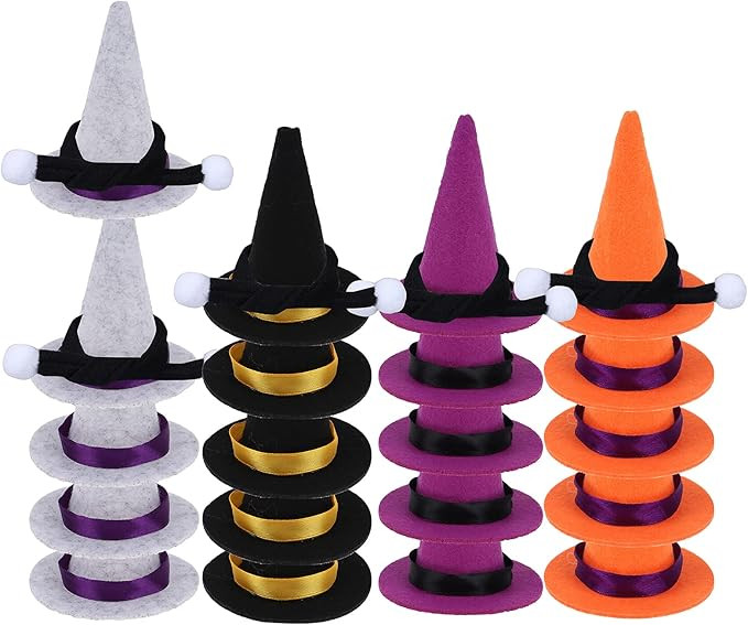 25Pcs Mini Witch Hat Colorful Small Witches Hats Mini Felt Witch Hats for Crafts Halloween Party ... | Amazon (US)