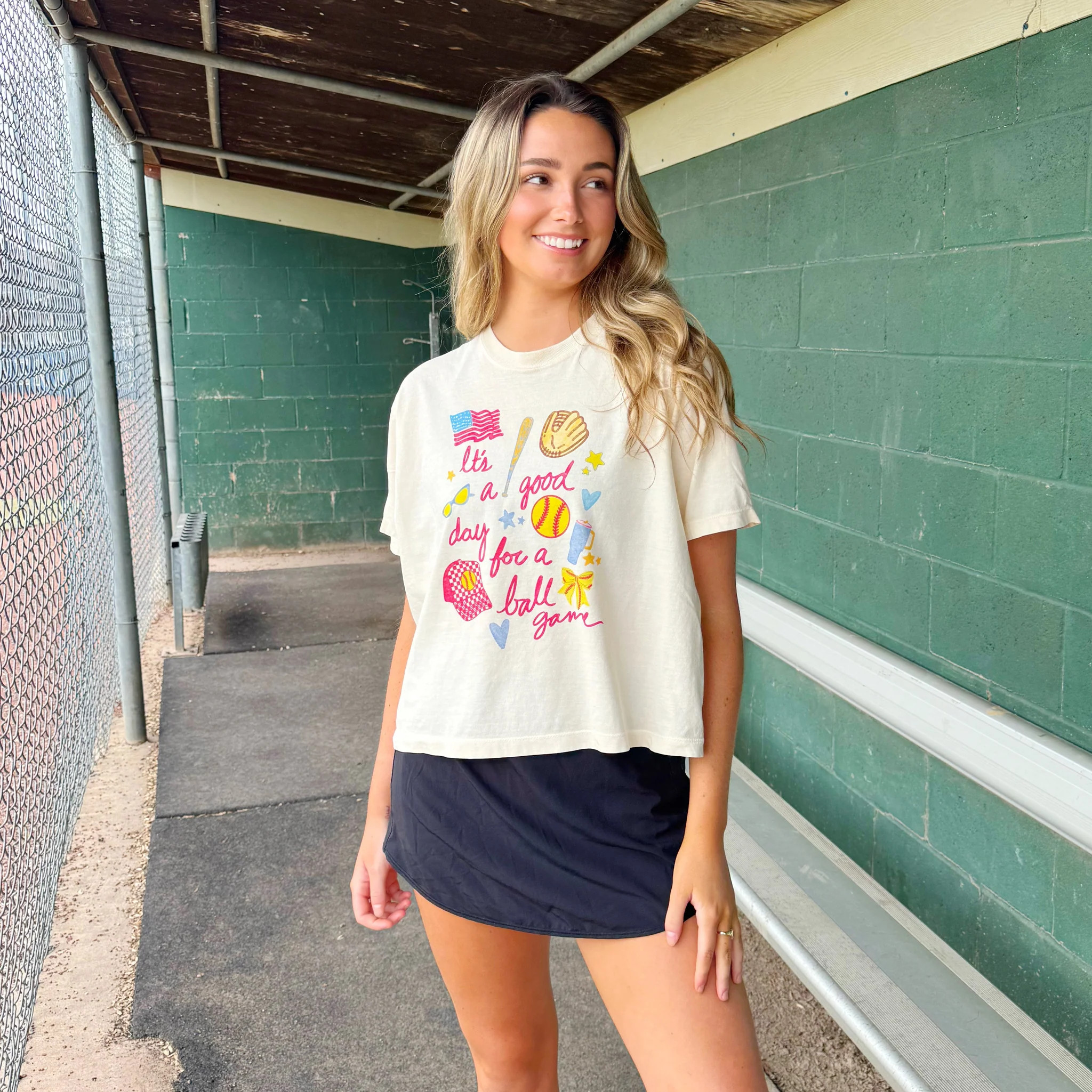 It's A Good Day for a Ball Game Crop Tee | Poppy & Pine