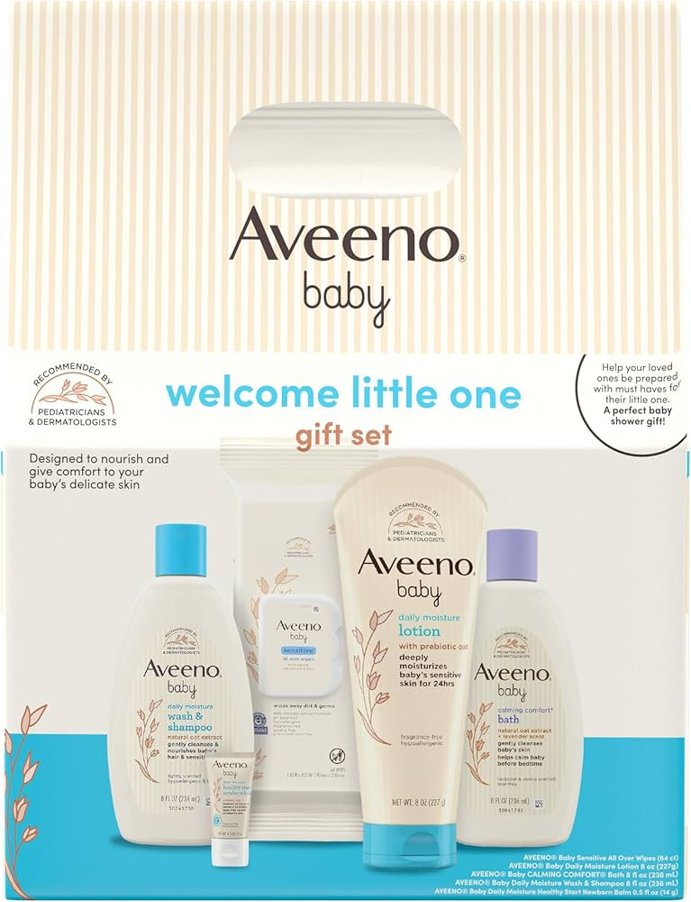 Aveeno Baby Welcome Little One Gift Set, Baby Essentials Set with Daily Moisture Wash and Shampoo... | Amazon (US)