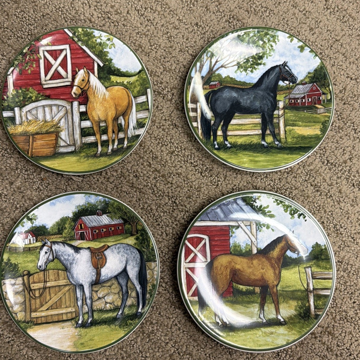 Susan Winget , certified international Clover Farm Horse Dessert, Set Of 4 | eBay US