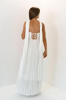 Women's Strapless Chiffon Bridesmaid Dresses with Scarf Long A-Line Pleated Formal Evening Dress ... | Amazon (US)