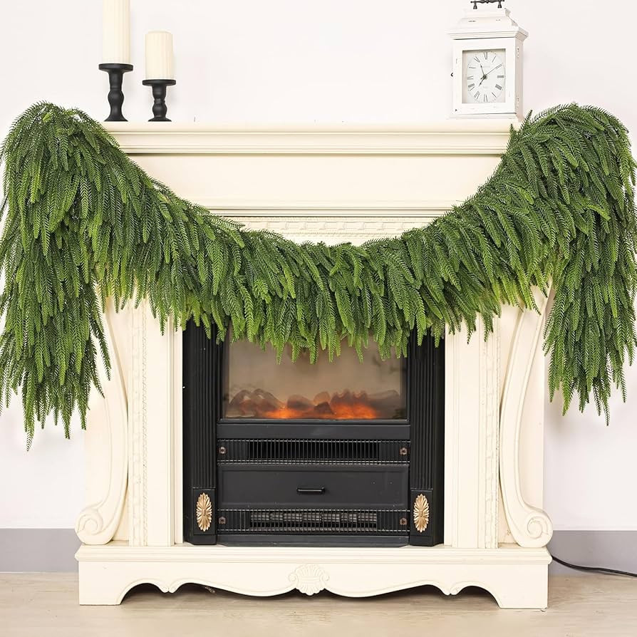 5FT Christmas Norfolk Pine Garland -1PCS, Artificial Pine Needles Garlands Faux Greenery Fake Gar... | Amazon (US)