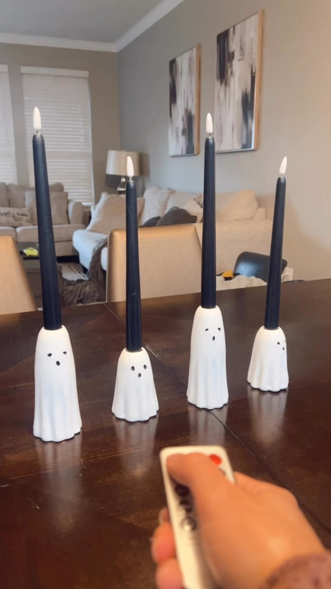 Love these LED taper candles.
These taper ghost candle holders are from Home Sense, but linked similar.
Halloween Table
Halloween Decor 
Amazon find 

#LTKSeasonal #LTKFindsUnder50 #LTKHome