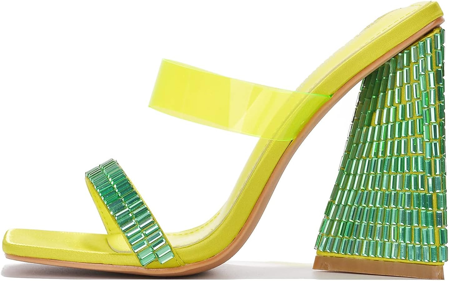 Cape Robbin Milus Slip On Block Funky Heels for Women - Bright Colorful Heels - Square Toe Chunky... | Amazon (US)
