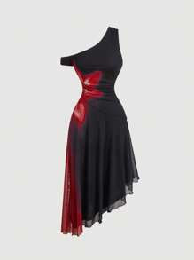 SHEIN MOD Plus Size Women Vintage Red Floral Knit Dress, Women Black Long Dress ,Prom Dress, Dres... | SHEIN