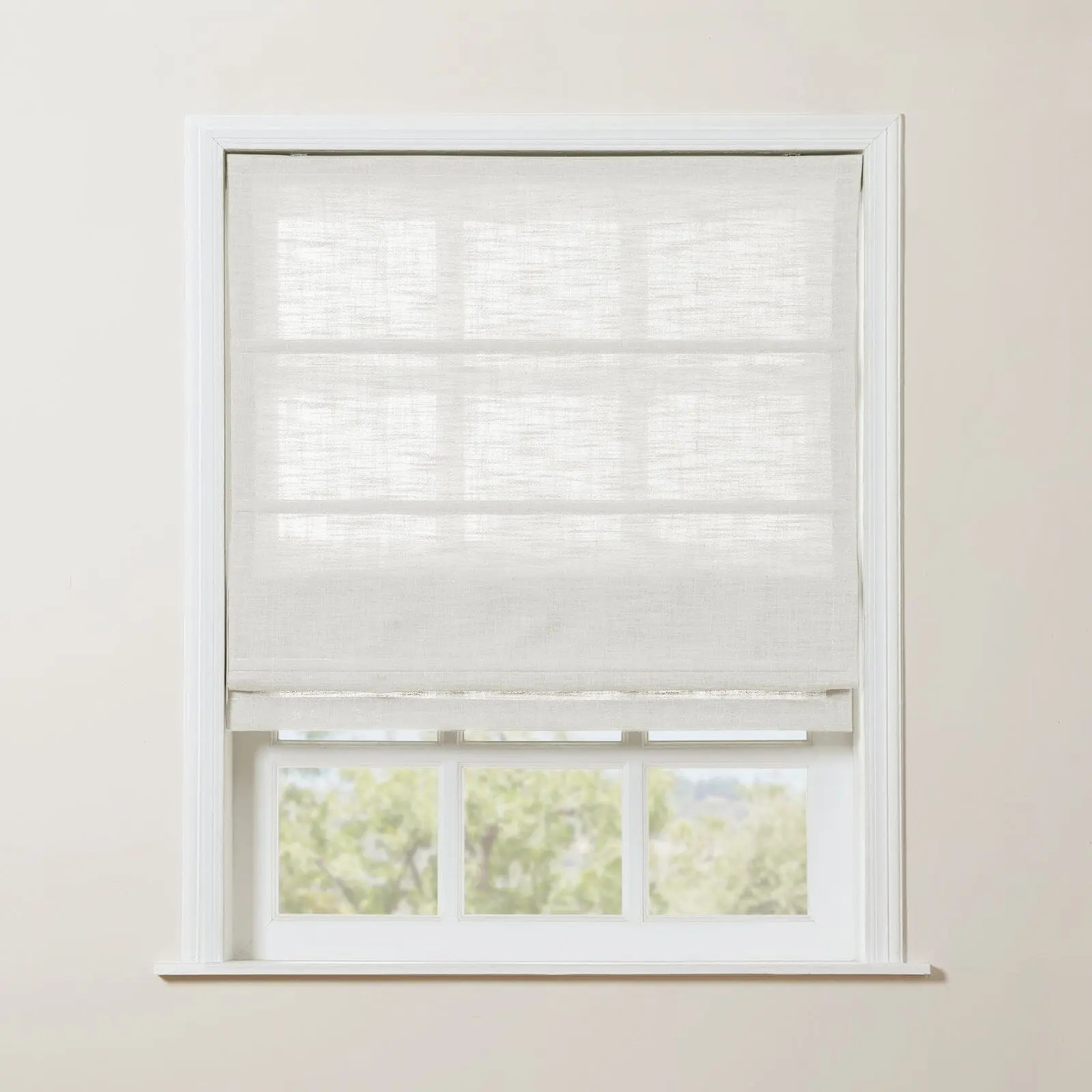 Liz Linen Blend Roman Shade Cordless - Wooden Headrail | TWOPAGES