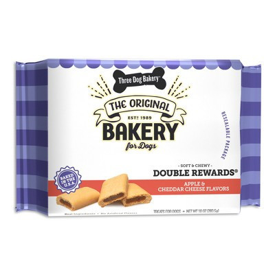 Three Dog Bakery Double Rewards Chewy with Apple and Cheese Flavor Dog Treats - 10oz | Target