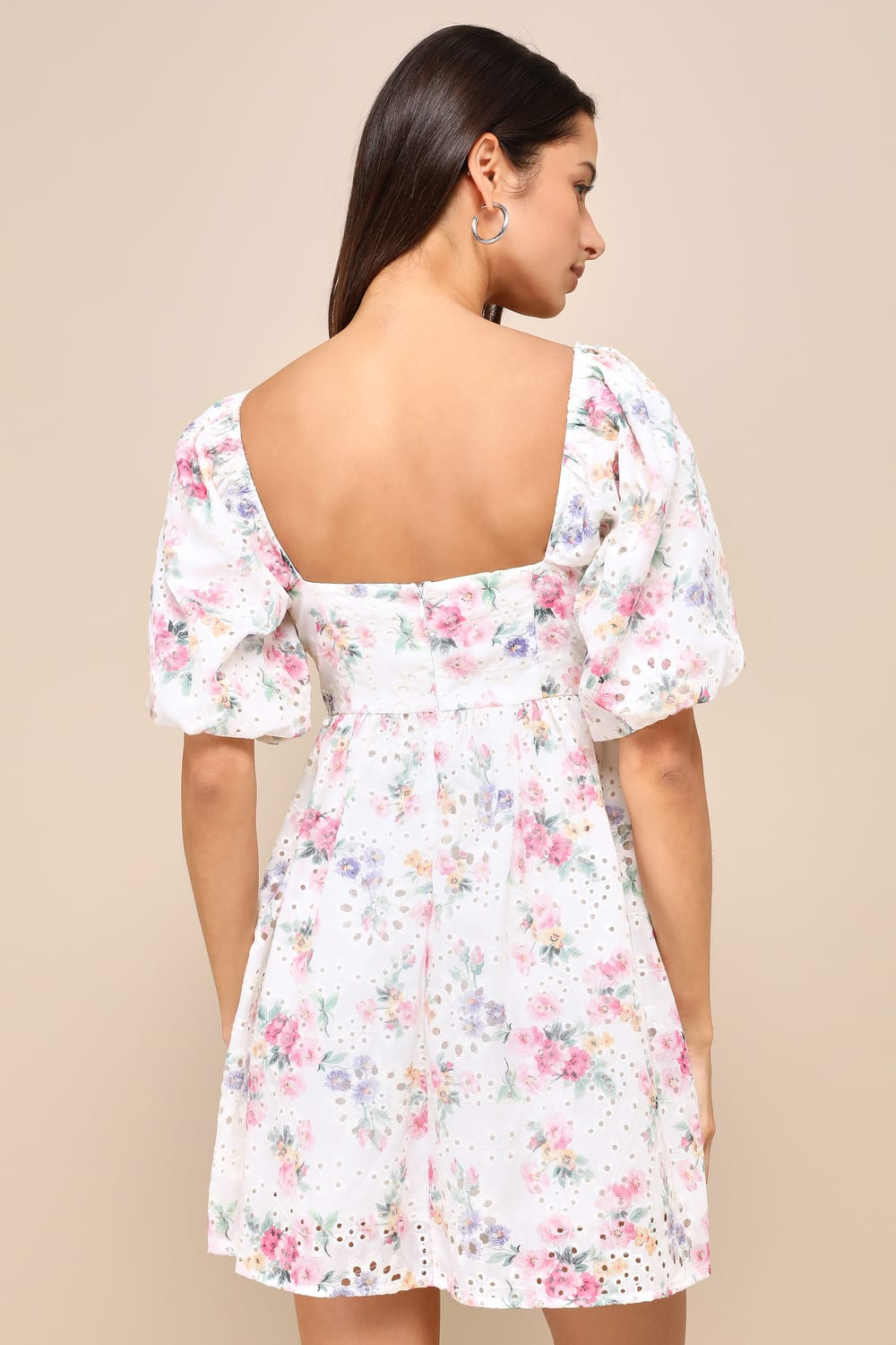 Majorly Adorable Ivory Floral Eyelet Embroidered Mini Dress | Lulus