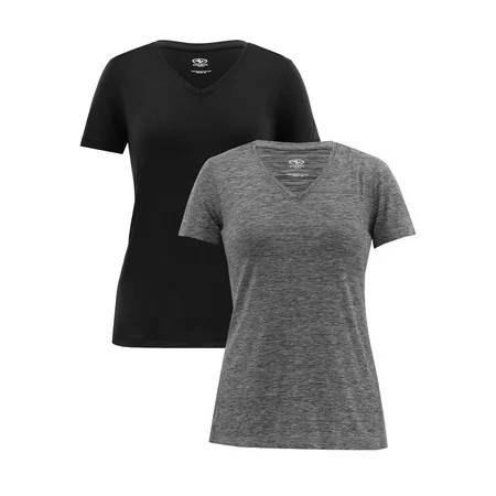 Athletic Works Women's Active V-Neck T-Shirt with Short Sleeves, 2-Pack, Sizes XS-XXXL | Walmart (US)