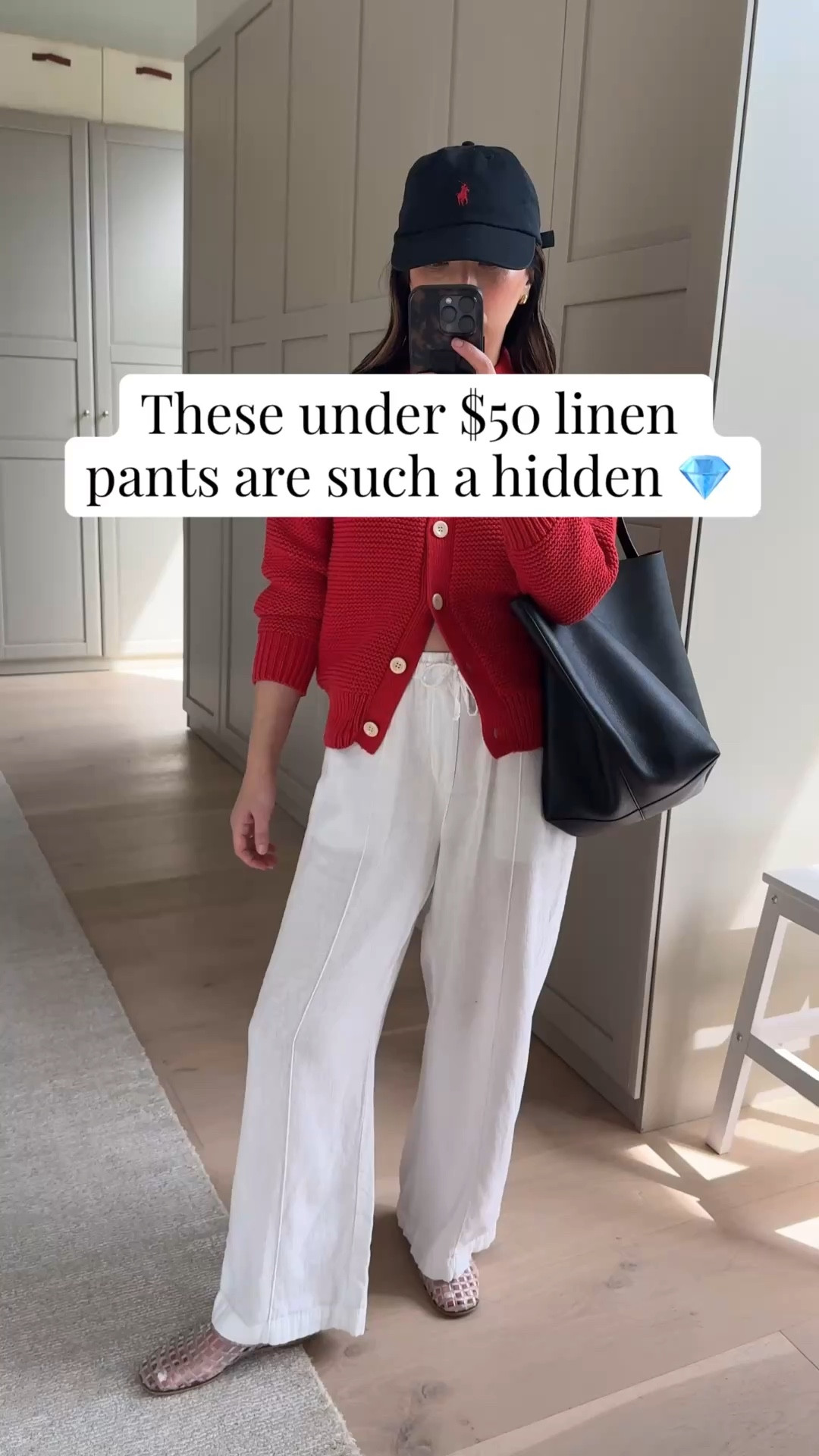 Spring #ootd with white linen pants

Alex Mill cardigan xs
Gap Factory linen pants petite xs
Amazon jelly flats 5
Mansur Gavriel tote
Polo Ralph Lauren hat
Quince earrings
Dorsey James necklace 15”

Spring outfits 2026, petite style 

#LTKPetite #LTKSaleAlert #LTKootd