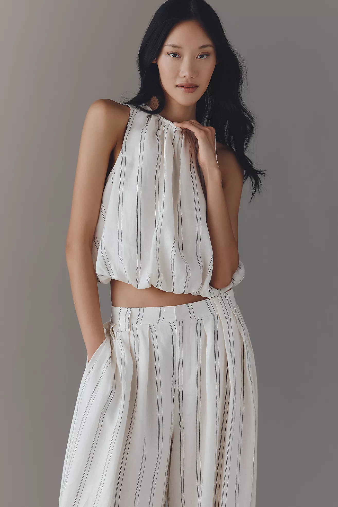 By Anthropologie Sleeveless Linen Bubble Tank | Anthropologie (US)