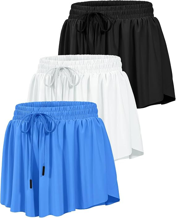 HASMES Girls Butterfly Shorts Flowy Athletic Shorts for Dance Cheer 5-14Y | Kids Skorts preppy sh... | Amazon (US)