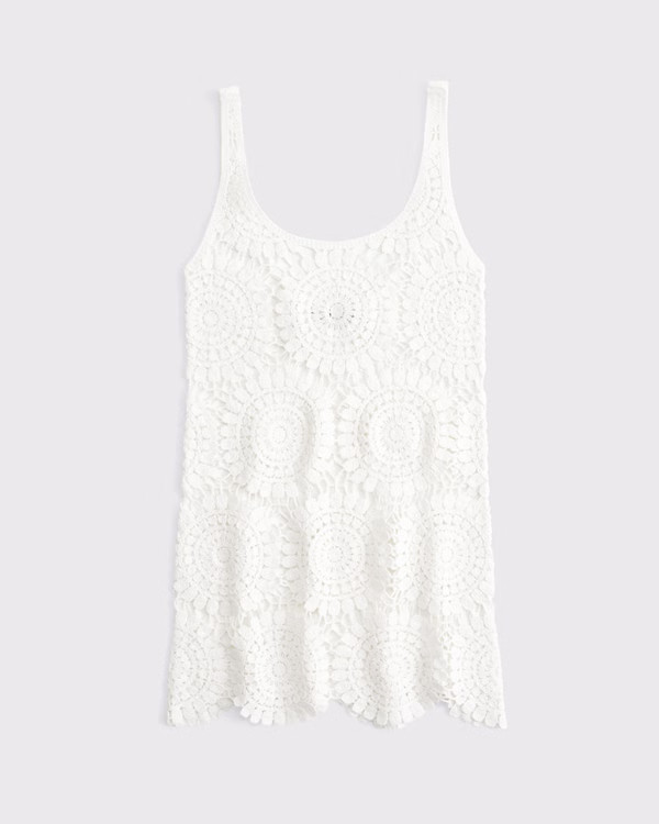 Crochet-Style Scoopneck Mini Dress Coverup | Abercrombie & Fitch (US)