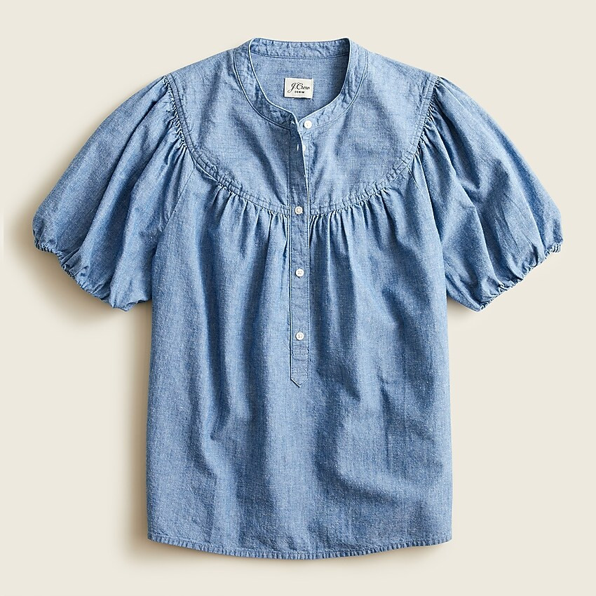 Puff-sleeve chambray popover top | J. Crew US