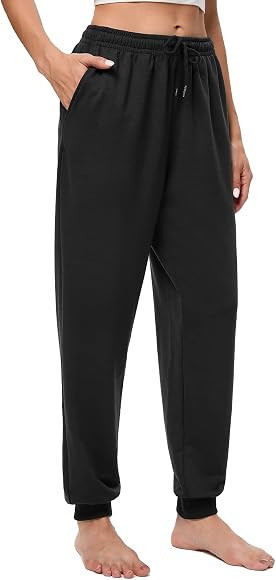 ASIMOON Womens Sweatpants Elastic High Waist Joggers with Pockets Yoga Jogging Pants | Amazon (US)