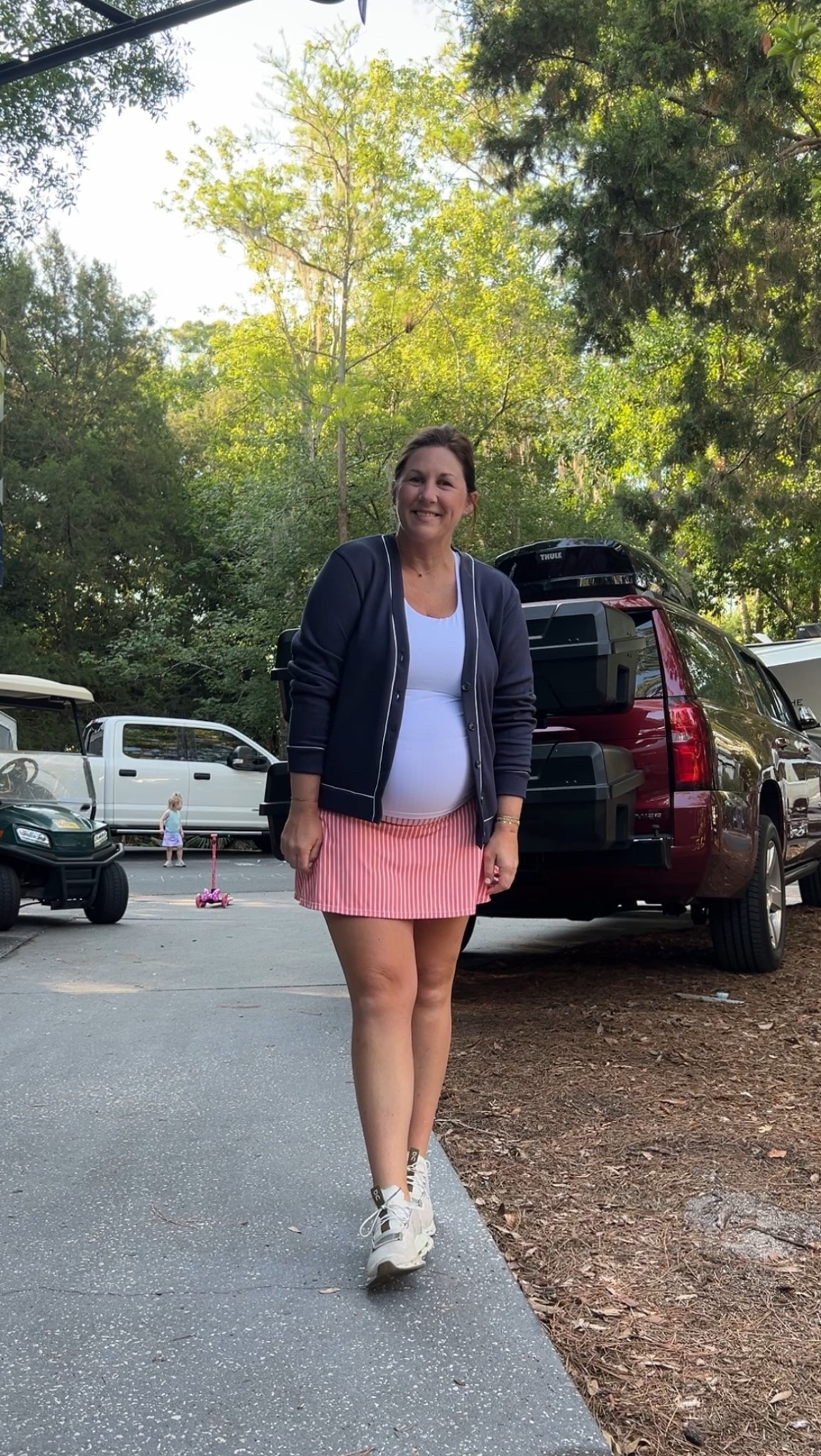 Easy athleisure outfit for the bump. My exact skort is rented, but I linked a similar one
 

#LTKBump #LTKSeasonal #LTKActive