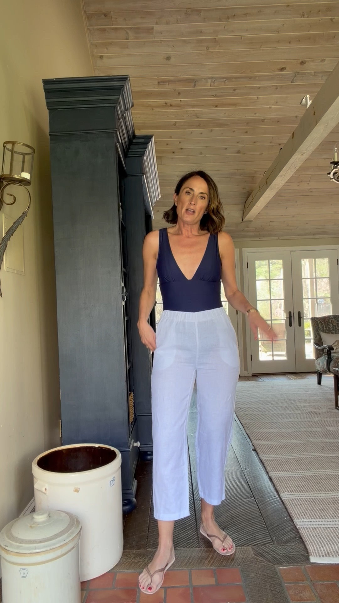  I love this easy summertime look from @Quince . The bathing suit is so comfortable and flattering. I added a linen shirt and pants for a chic pool/beach look. 
#quincepartner

#LTKdayinmylife #LTKgrwm #LTKMothersDay
