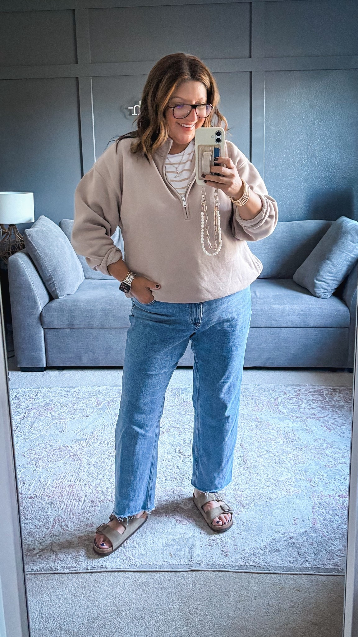 Abercrombie essential sweatshirt (L)
Old Navy striped tee (XL)
Abercrombie high rise cropped jeans
Birkenstocks 


#LTKMidsize #LTKSaleAlert #LTKOver40